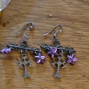 Purple Star Dangle Earrings